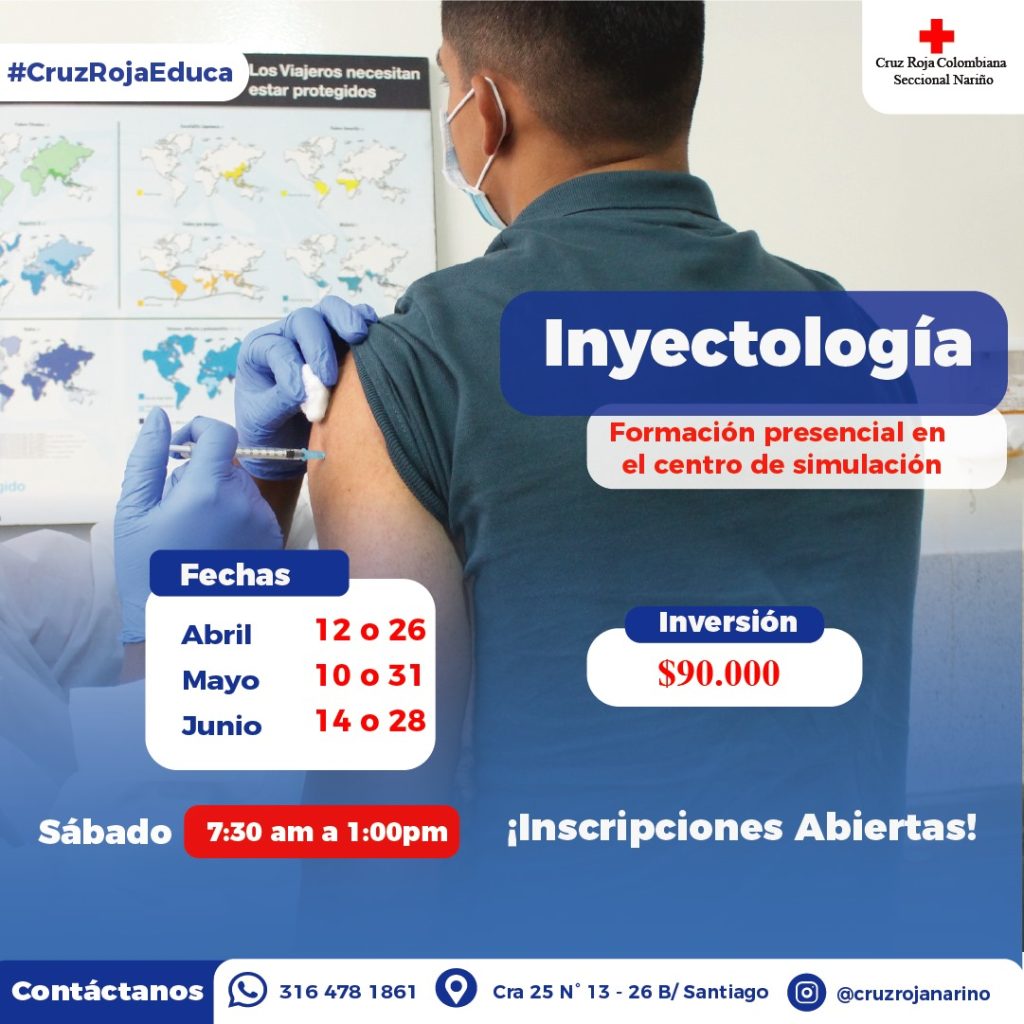 Curso de Inyectología Abril 12 o 26, Mayo 10 o 31, Junio 14 o 28 Sábado 7:30 am Inversión de noventa mil pesos